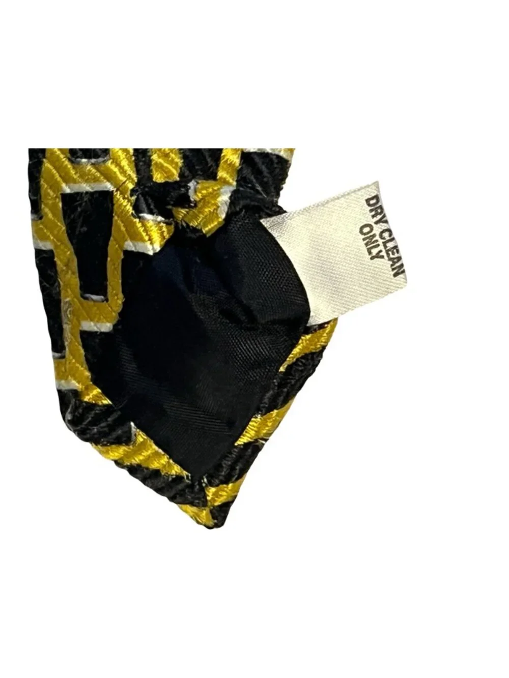 Irish Print Pure Silk Tie Black Gold Geometric Pattern Ireland Vintage